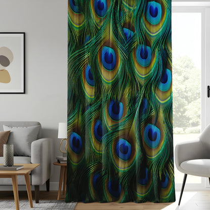 Onay Peacock Feather Window Curtains, Exotic Blue & Green Drapes