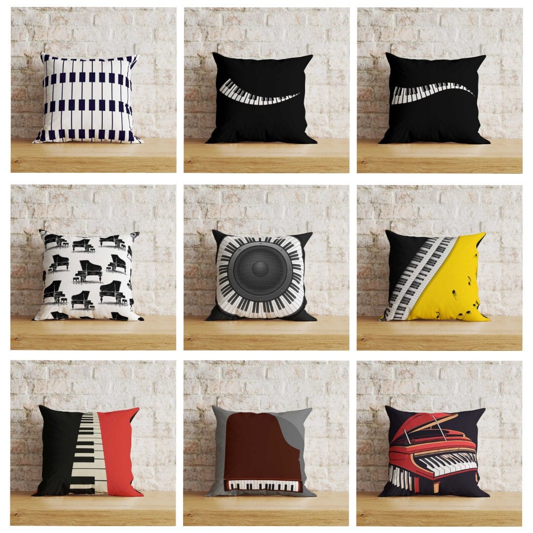 Onay Home Textile Cushion Covers Piano Cushion Cover Music Lover Piano Print Pillow Cover