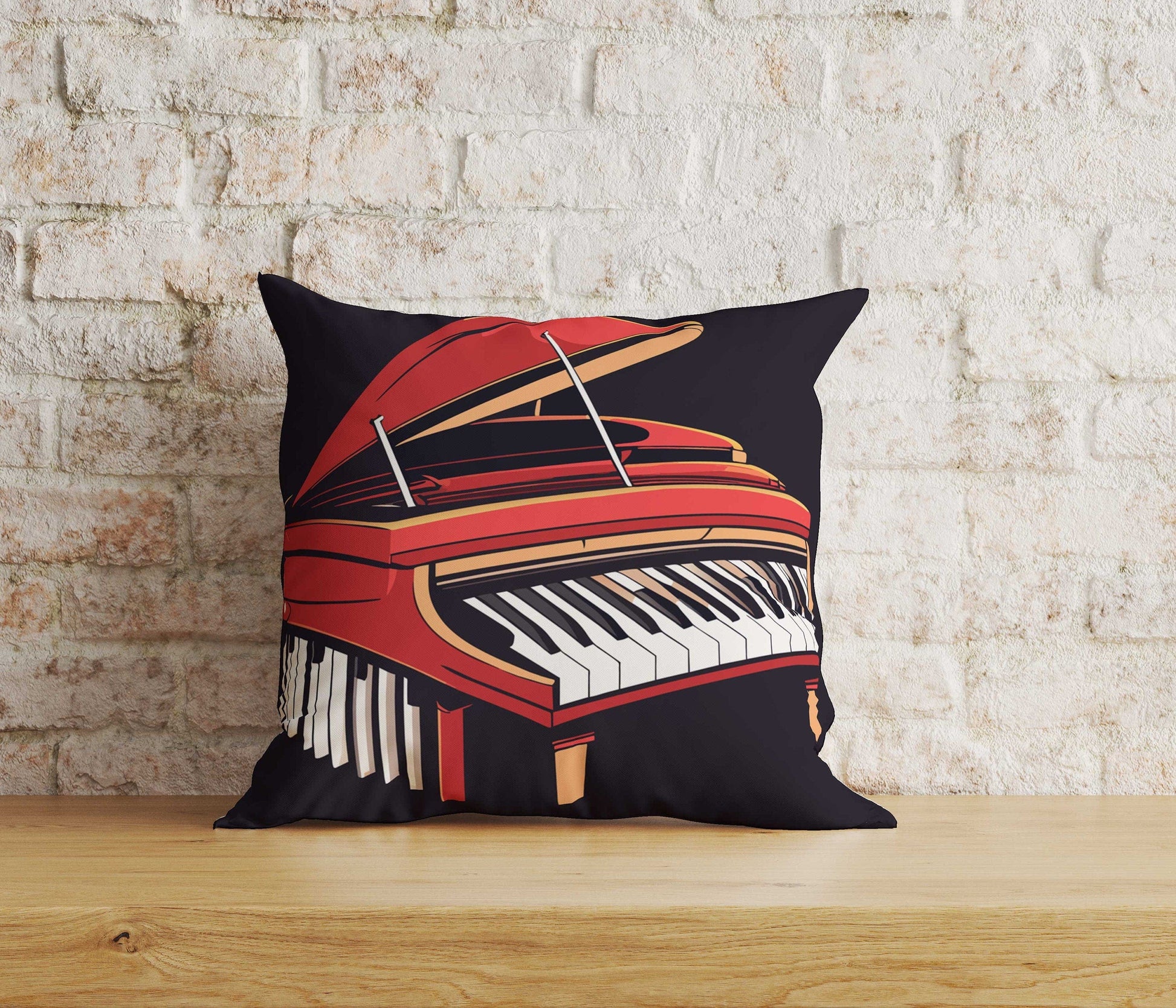 Onay Home Textile Cushion Covers 9 / 12 x 12 inch (30 x 30 cm) Double Side Piano Cushion Cover Music Lover Piano Print Pillow Cover