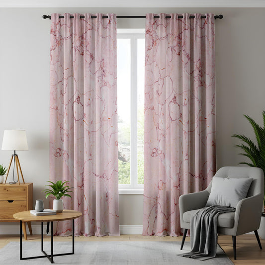 Onay Pink Marble Living Room Curtains, Elegant Soft Stone Texture Drapes