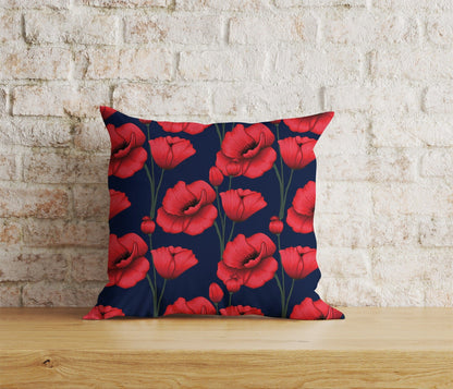 Onay Home Textile Cushion Covers 9 / 12 x 12 inch (30 x 30 cm) Double Side Poppy Poppies Remembrance Day Red Floral Cushion Covers