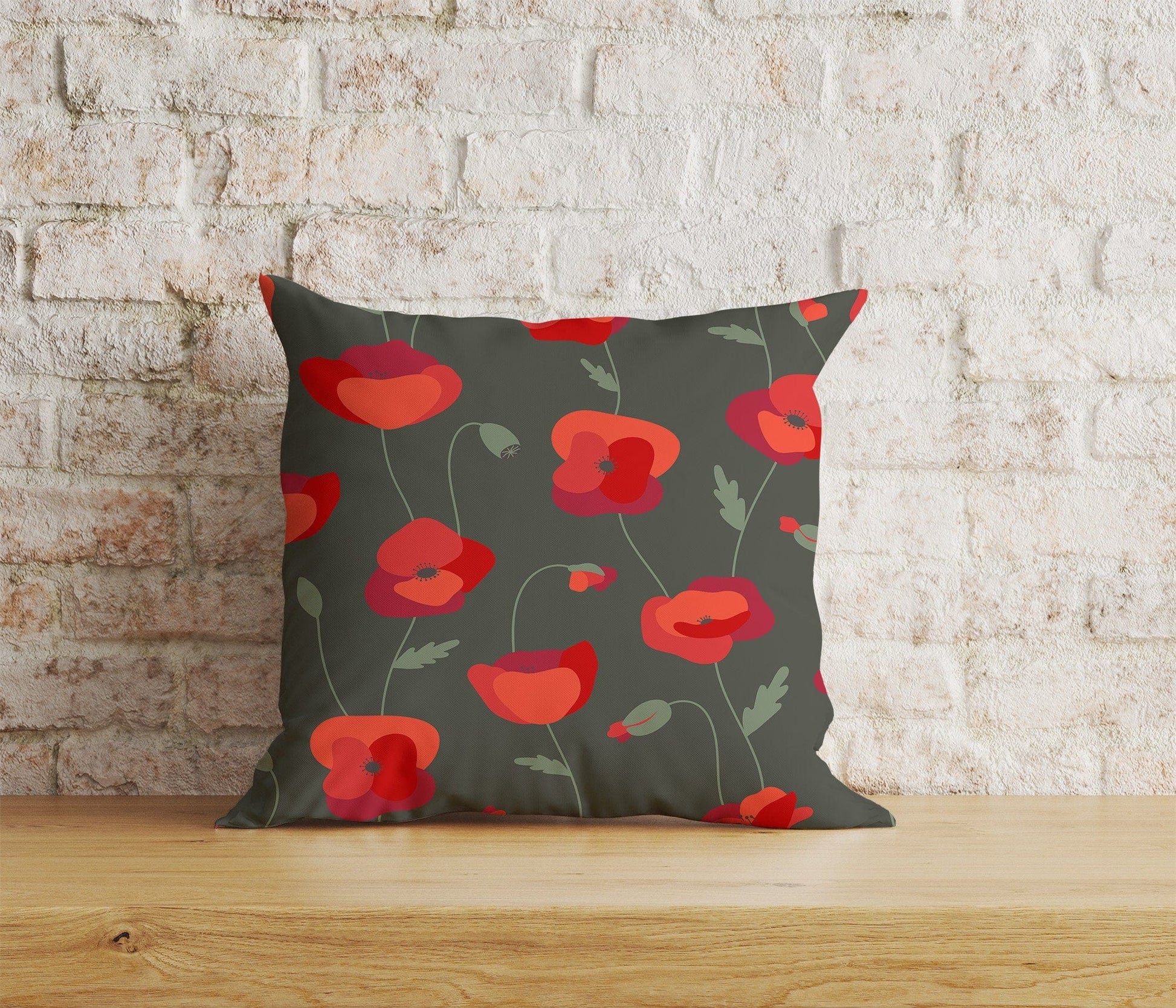 Onay Home Textile Cushion Covers 8 / 12 x 12 inch (30 x 30 cm) Double Side Poppy Poppies Remembrance Day Red Floral Cushion Covers