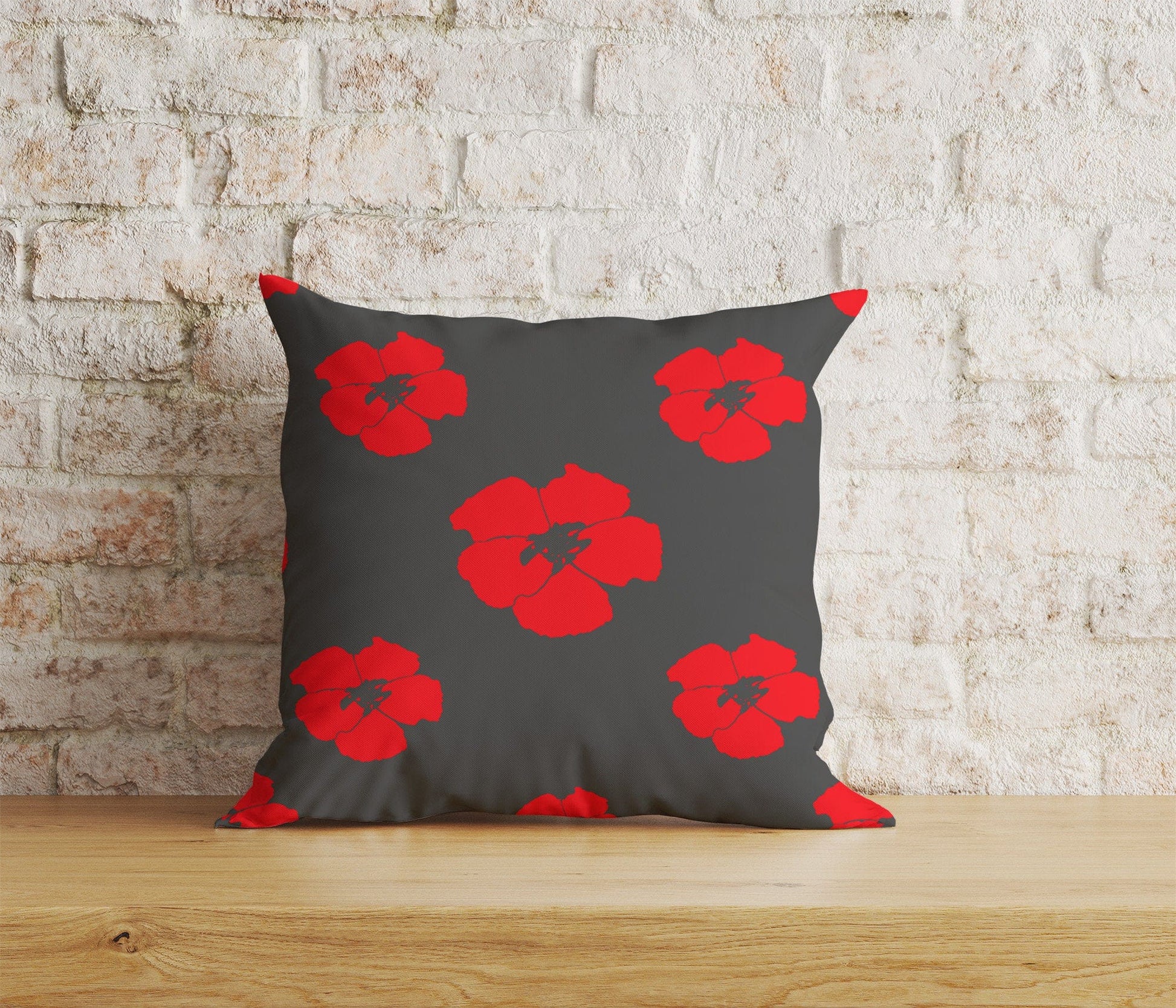 Onay Home Textile Cushion Covers 7 / 12 x 12 inch (30 x 30 cm) Double Side Poppy Poppies Remembrance Day Red Floral Cushion Covers