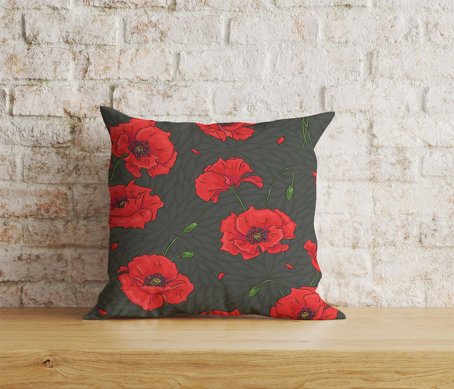 Onay Home Textile Cushion Covers 5 / 12 x 12 inch (30 x 30 cm) Double Side Poppy Poppies Remembrance Day Red Floral Cushion Covers