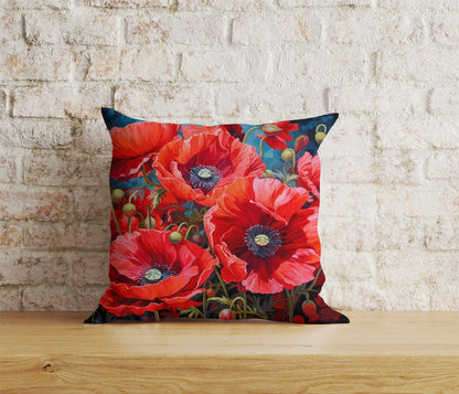 Onay Home Textile Cushion Covers 4 / 12 x 12 inch (30 x 30 cm) Double Side Poppy Poppies Remembrance Day Red Floral Cushion Covers