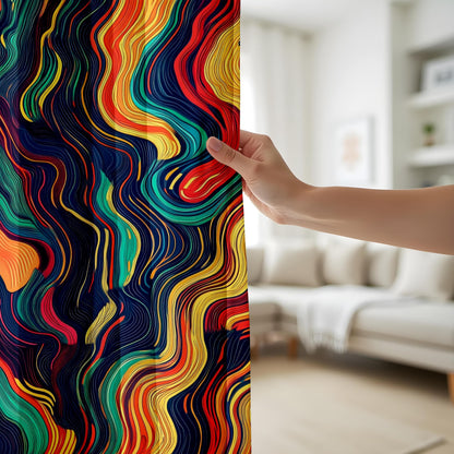 Onay Psychedelic Abstract Curtains, Vibrant Swirl Pattern Drapes, Colorful Modern Window Panel