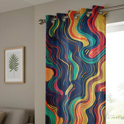 Onay Psychedelic Abstract Curtains, Vibrant Swirl Pattern Drapes, Colorful Modern Window Panel