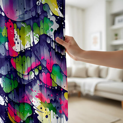 Onay Psychedelic Splash Curtains – Vibrant Watercolor Drip Art Drapes