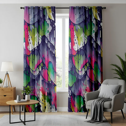 Onay Psychedelic Splash Curtains – Vibrant Watercolor Drip Art Drapes