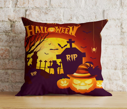 Onay 8 / 12 x 12 inch (30 x 30 cm) Double Side Pumpkin Halloween Party Spider With October 31 Cushion Cover