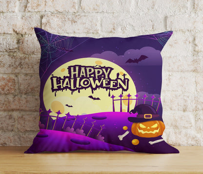 Onay 7 / 12 x 12 inch (30 x 30 cm) Double Side Pumpkin Halloween Party Spider With October 31 Cushion Cover