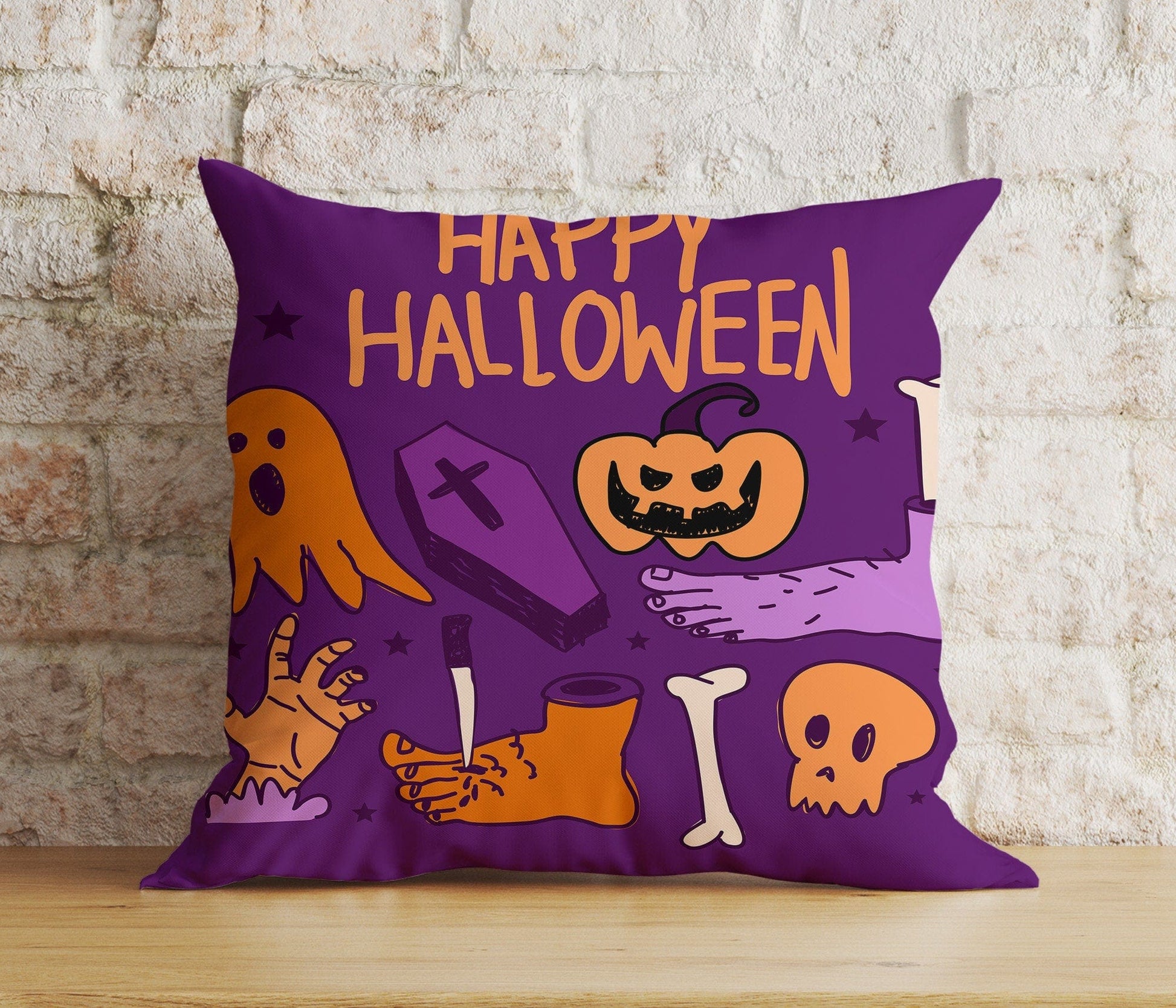 Onay 5 / 12 x 12 inch (30 x 30 cm) Double Side Pumpkin Halloween Party Spider With October 31 Cushion Cover