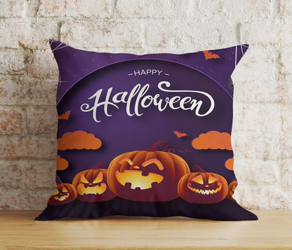 Onay 4 / 12 x 12 inch (30 x 30 cm) Double Side Pumpkin Halloween Party Spider With October 31 Cushion Cover