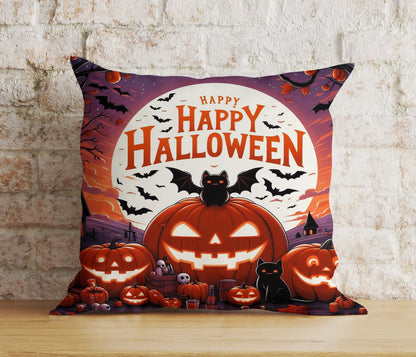 Onay 3 / 12 x 12 inch (30 x 30 cm) Double Side Pumpkin Halloween Party Spider With October 31 Cushion Cover