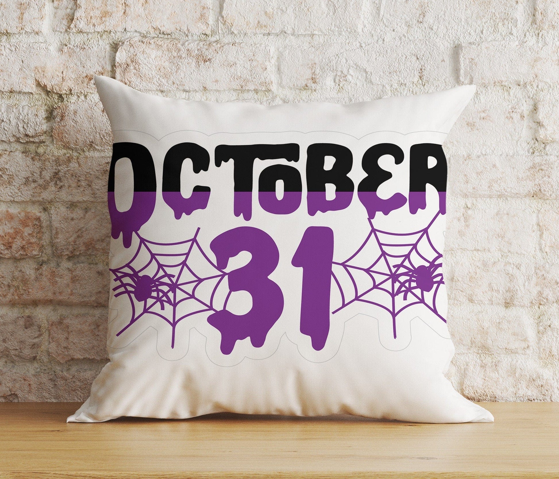 Onay 2 / 12 x 12 inch (30 x 30 cm) Double Side Pumpkin Halloween Party Spider With October 31 Cushion Cover