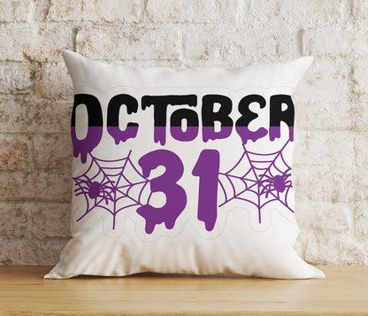 Onay 2 / 12 x 12 inch (30 x 30 cm) Double Side Pumpkin Halloween Party Spider With October 31 Cushion Cover