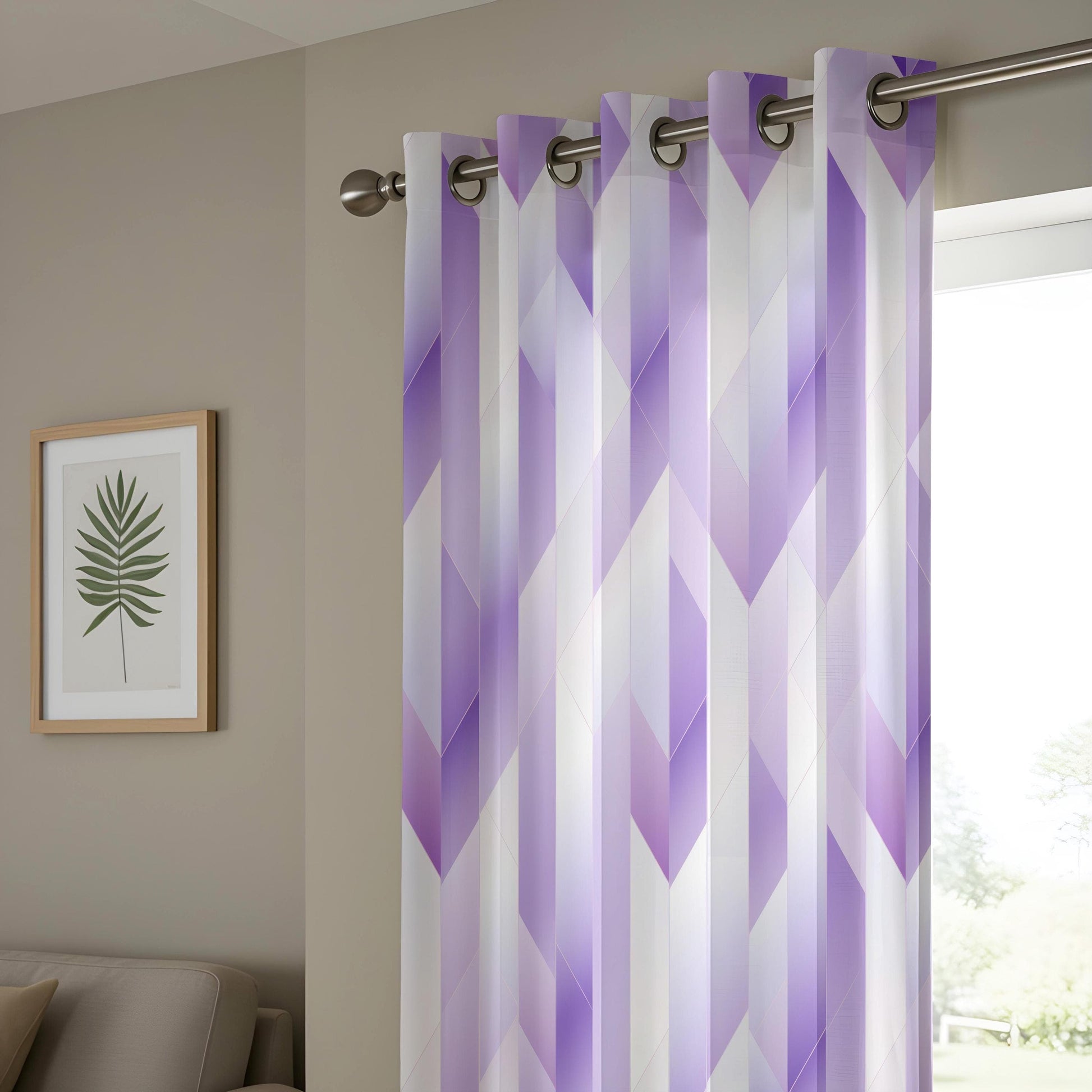Onay Purple Abstract Curtains for Living Room, Watercolor Leaf Print Purple Drapes