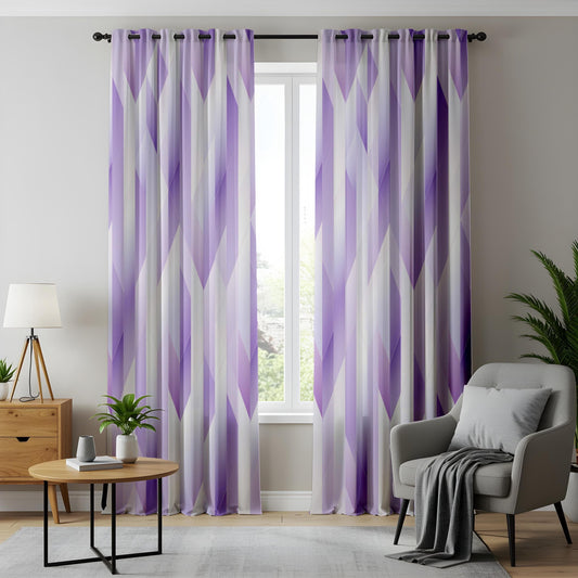 Onay Purple Abstract Curtains for Living Room, Watercolor Leaf Print Purple Drapes