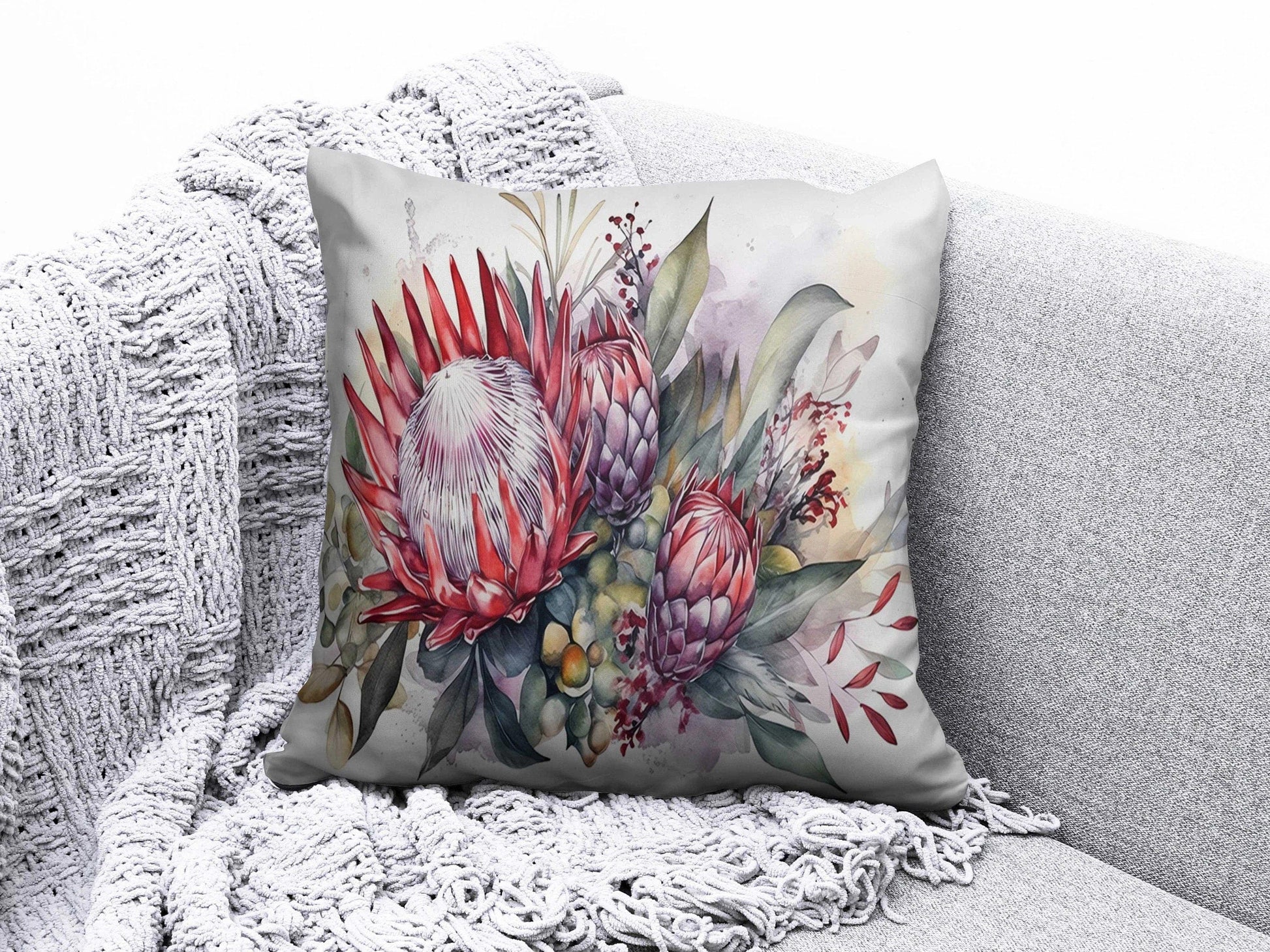 Onay 3 / 12 x 12 inch (30 x 30 cm) Purple Thistle Flower Decor Flower Pattern Cushion Cover