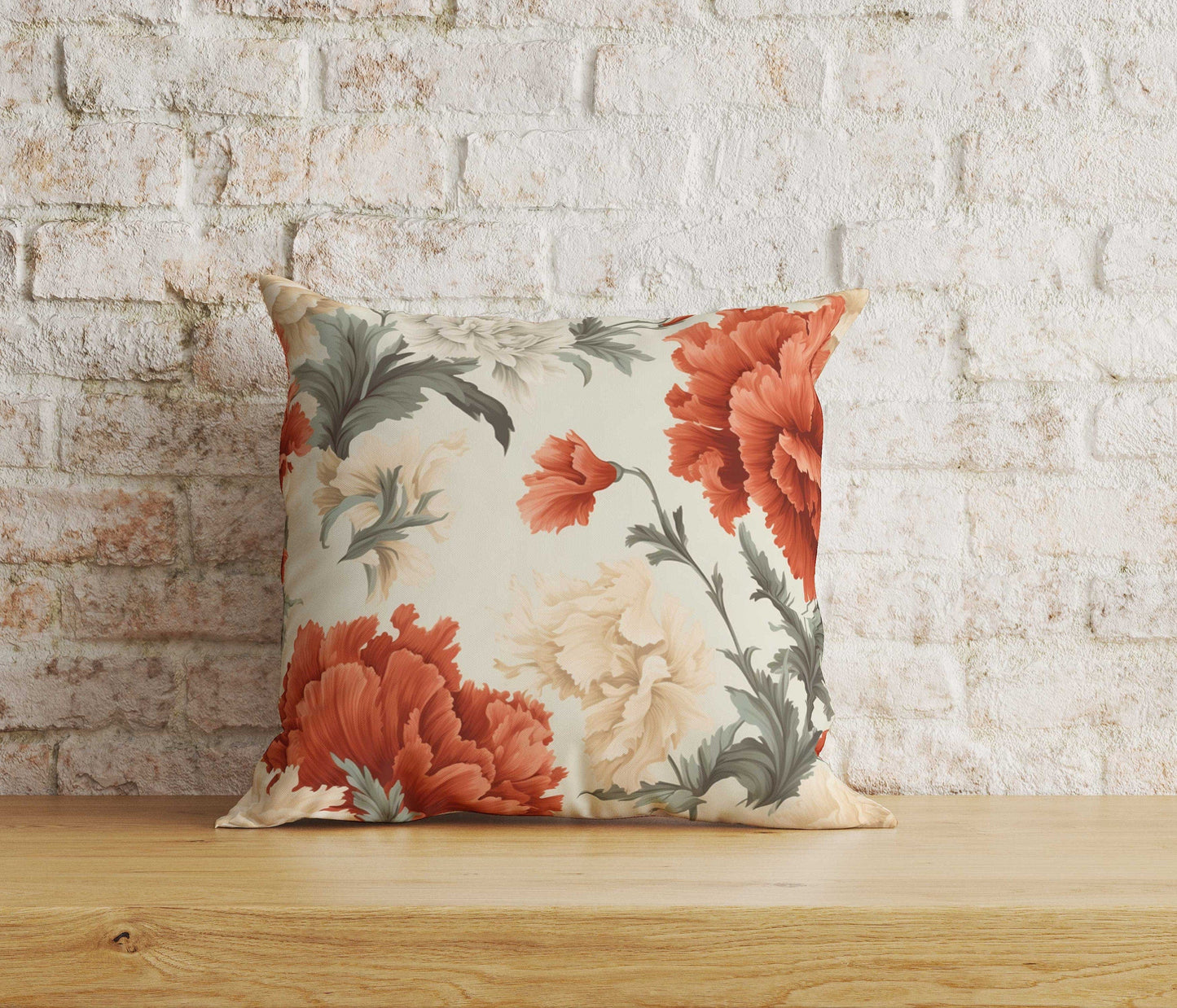 Onay Home Textile Cushion Covers 6 / 12 x 12 inch (30 x 30 cm) Double Side Red and White Clove Cushion Covers UK Floral Pillow Cover