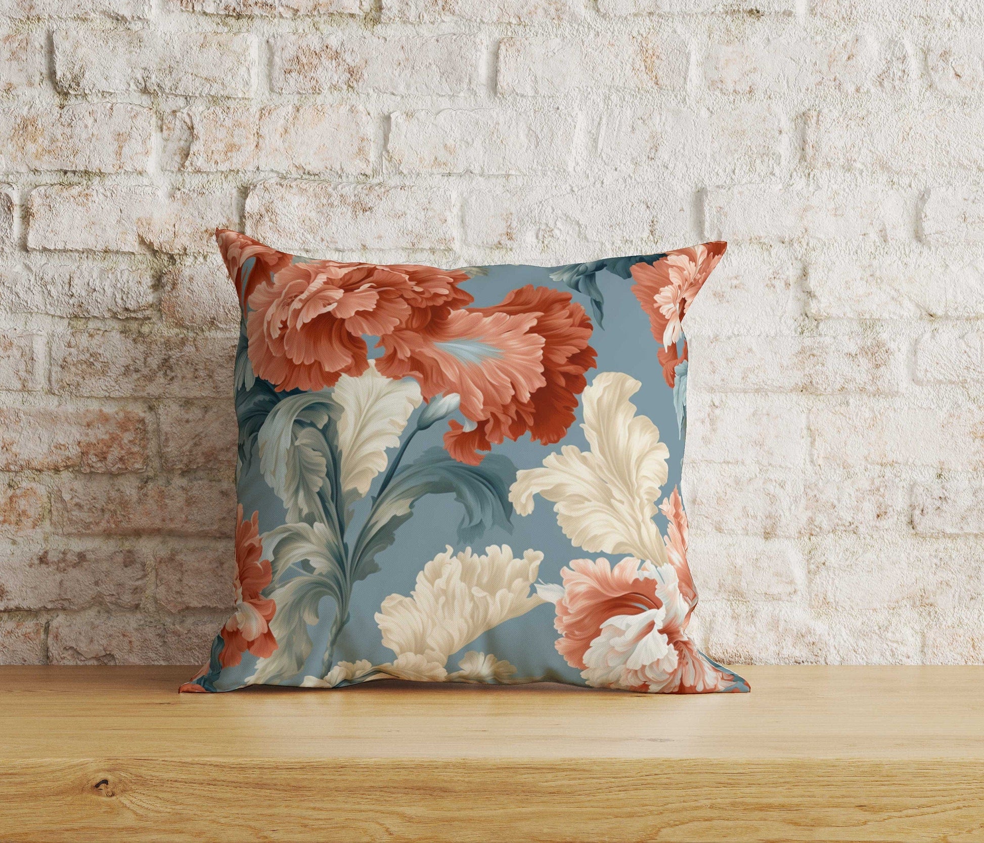 Onay Home Textile Cushion Covers 5 / 12 x 12 inch (30 x 30 cm) Double Side Red and White Clove Cushion Covers UK Floral Pillow Cover