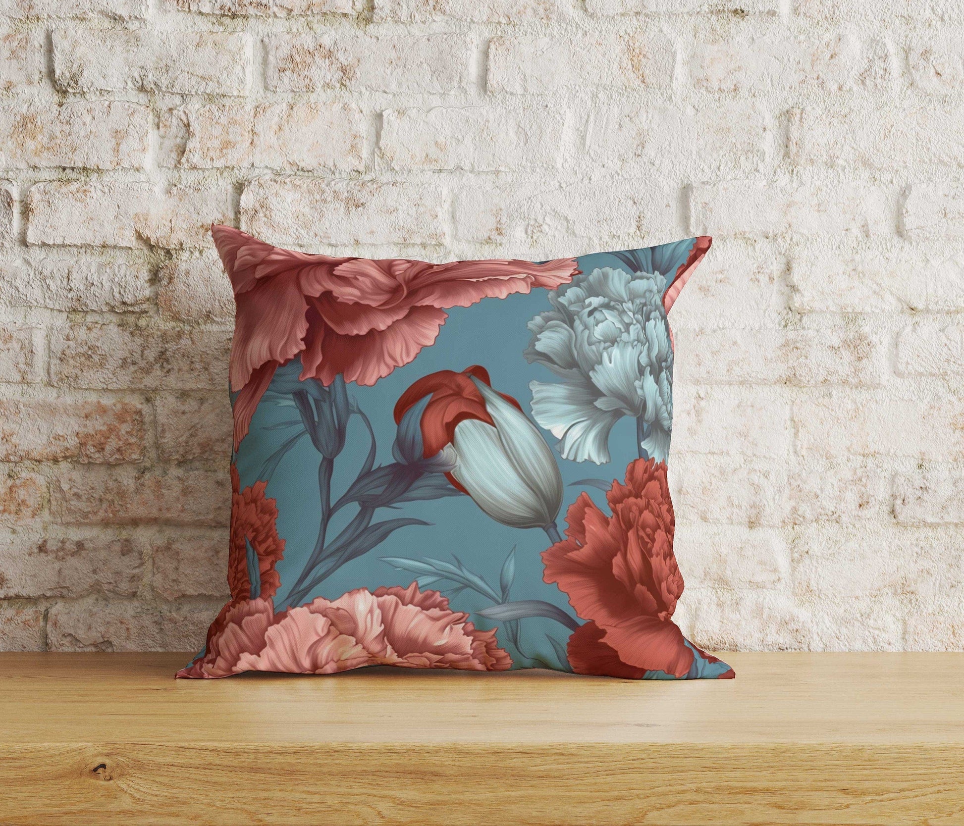 Onay Home Textile Cushion Covers 4 / 12 x 12 inch (30 x 30 cm) Double Side Red and White Clove Cushion Covers UK Floral Pillow Cover