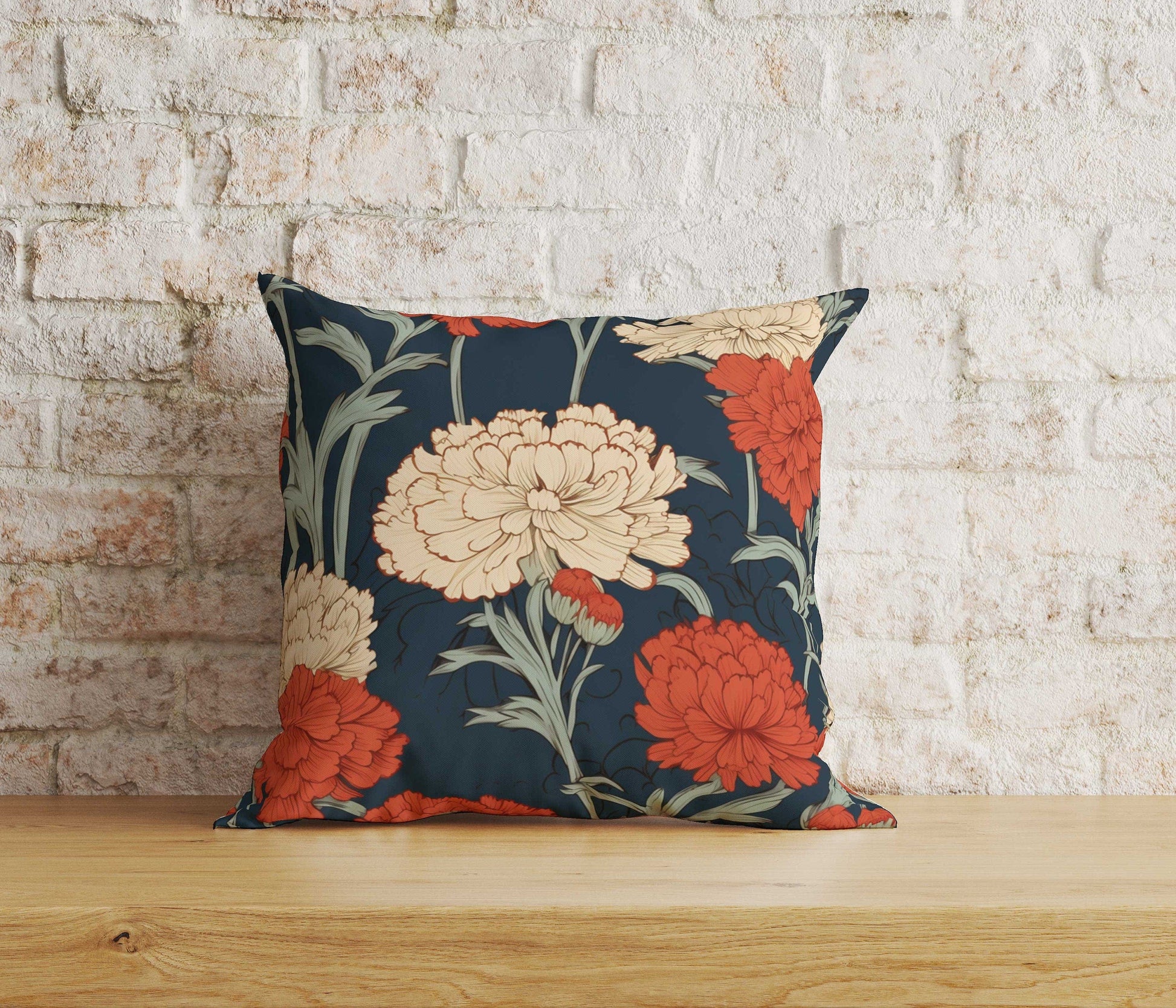Onay Home Textile Cushion Covers 3 / 12 x 12 inch (30 x 30 cm) Double Side Red and White Clove Cushion Covers UK Floral Pillow Cover