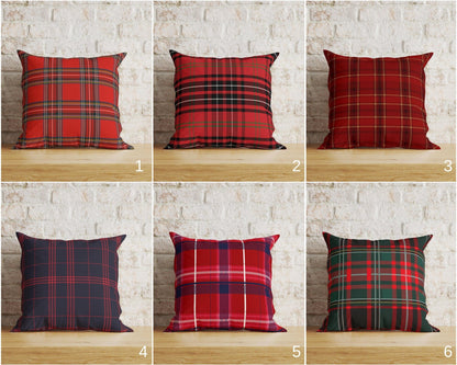 Onay Home Textile Cushion Covers Red Checkered Plaid Cushion Covers UK Tartan Pillow Covers