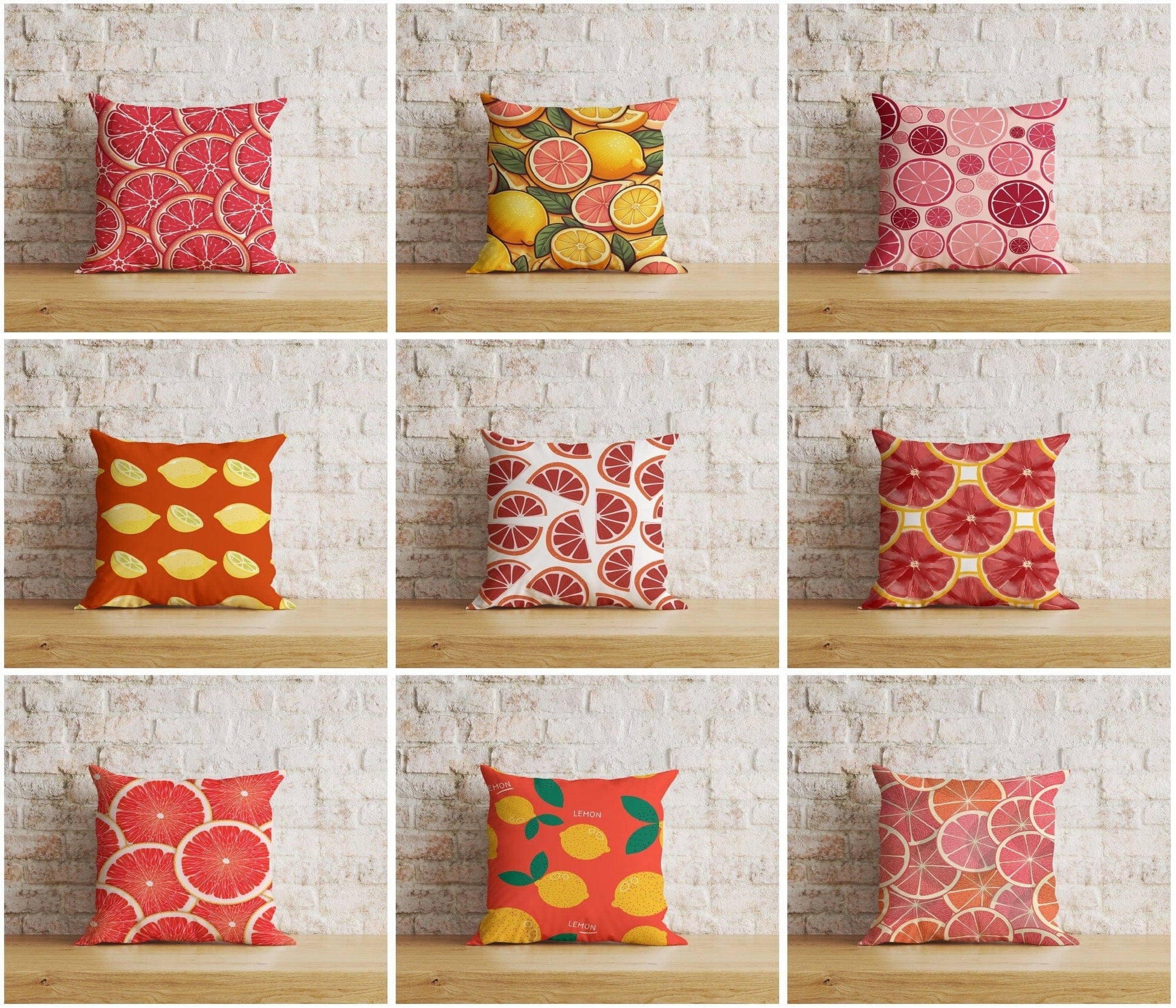 Onay Home Textile Cushion Covers Red Lemon or Grapefruit Cushion Covers Kitchen Decoration