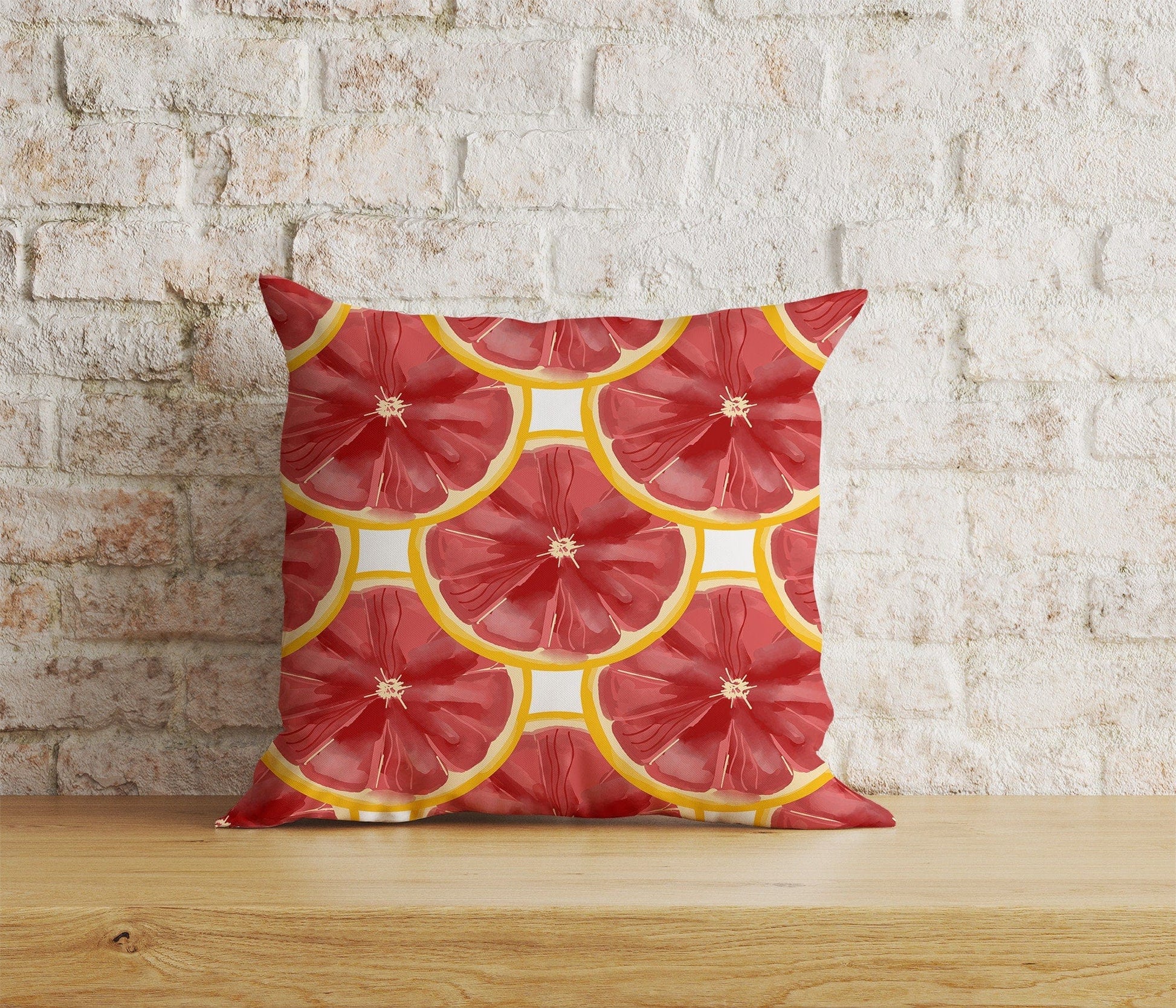 Onay Home Textile Cushion Covers 6 / 12 x 12 inch (30 x 30 cm) Double Side Red Lemon or Grapefruit Cushion Covers Kitchen Decoration