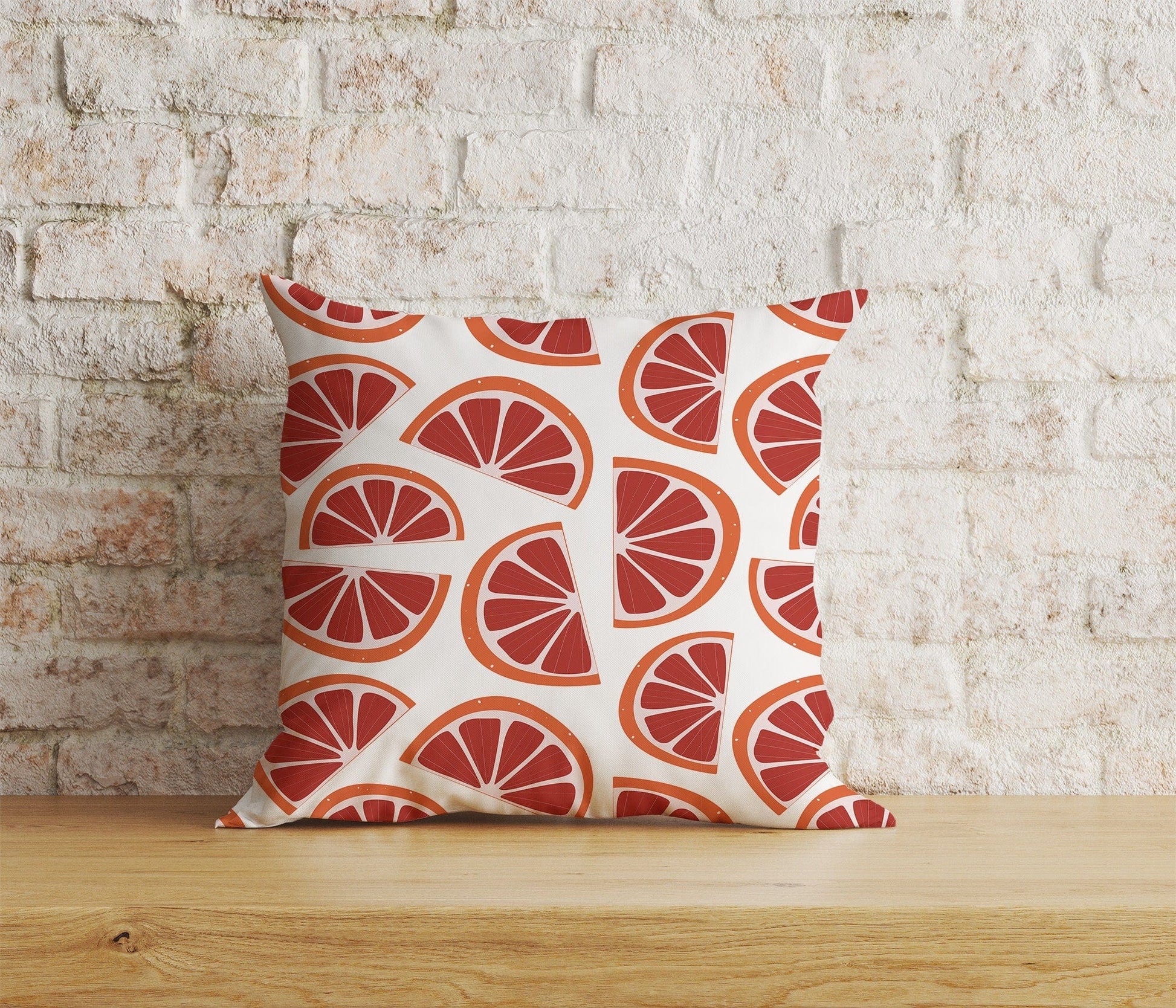 Onay Home Textile Cushion Covers 5 / 12 x 12 inch (30 x 30 cm) Double Side Red Lemon or Grapefruit Cushion Covers Kitchen Decoration