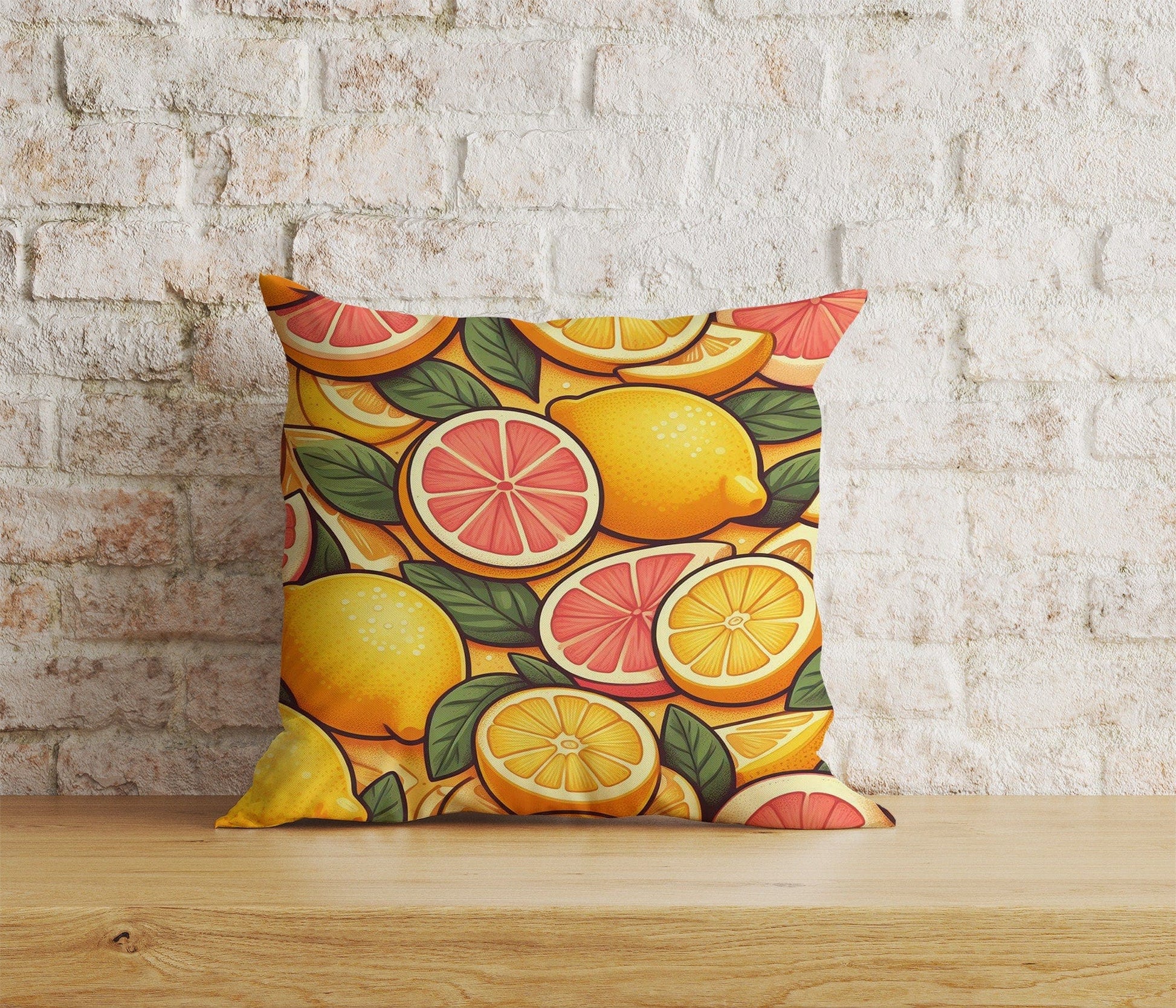 Onay Home Textile Cushion Covers 2 / 12 x 12 inch (30 x 30 cm) Double Side Red Lemon or Grapefruit Cushion Covers Kitchen Decoration