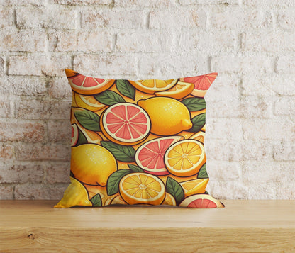 Onay Home Textile Cushion Covers 2 / 12 x 12 inch (30 x 30 cm) Double Side Red Lemon or Grapefruit Cushion Covers Kitchen Decoration