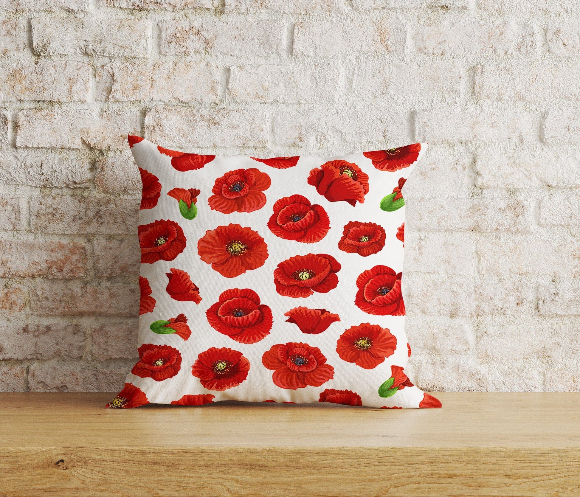 Onay Home Textile Cushion Covers 9 / 12 x 12 inch (30 x 30 cm) Double Side Red Poppy Flower Cushion Covers Poppies Pillow Covers