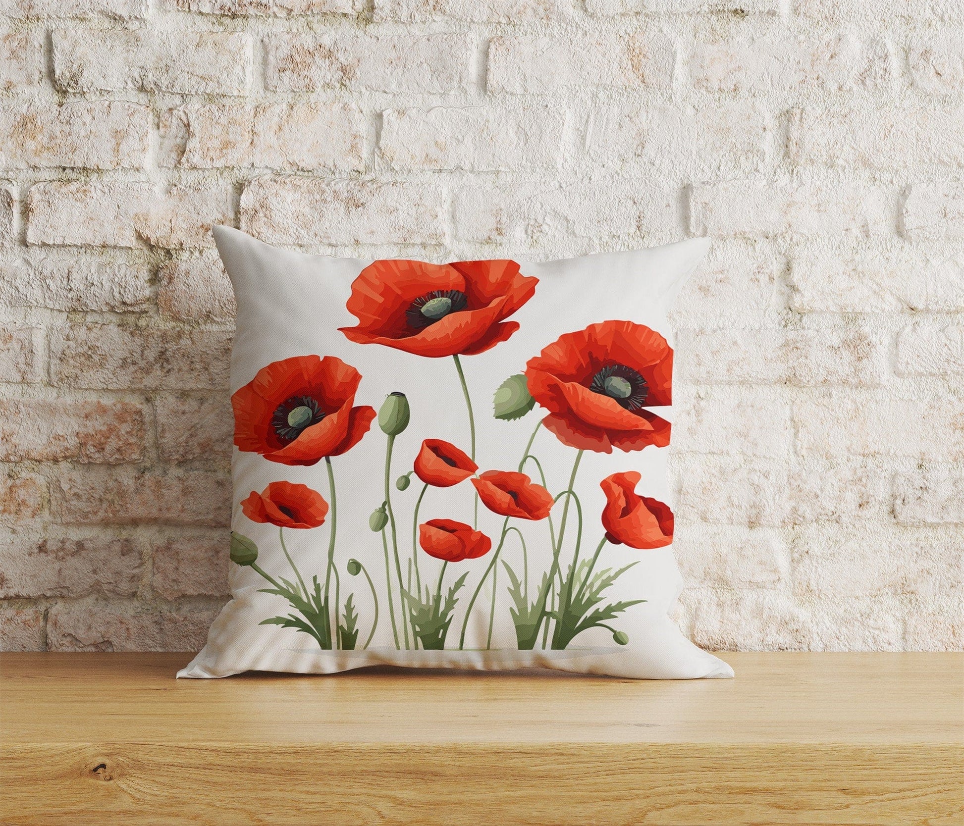 Onay Home Textile Cushion Covers 8 / 12 x 12 inch (30 x 30 cm) Double Side Red Poppy Flower Cushion Covers Poppies Pillow Covers