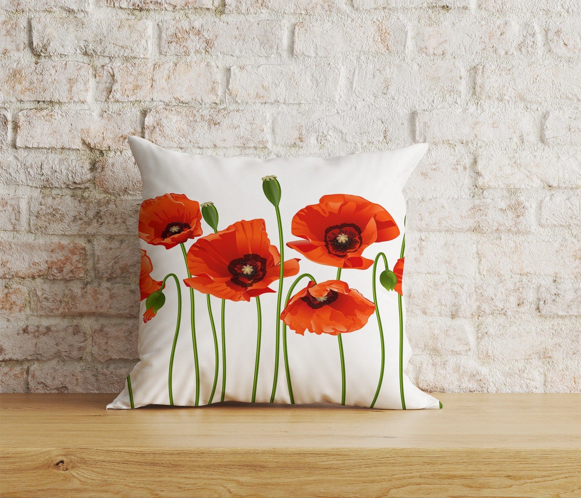 Onay Home Textile Cushion Covers 7 / 12 x 12 inch (30 x 30 cm) Double Side Red Poppy Flower Cushion Covers Poppies Pillow Covers