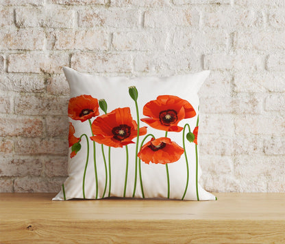 Onay Home Textile Cushion Covers 7 / 12 x 12 inch (30 x 30 cm) Double Side Red Poppy Flower Cushion Covers Poppies Pillow Covers