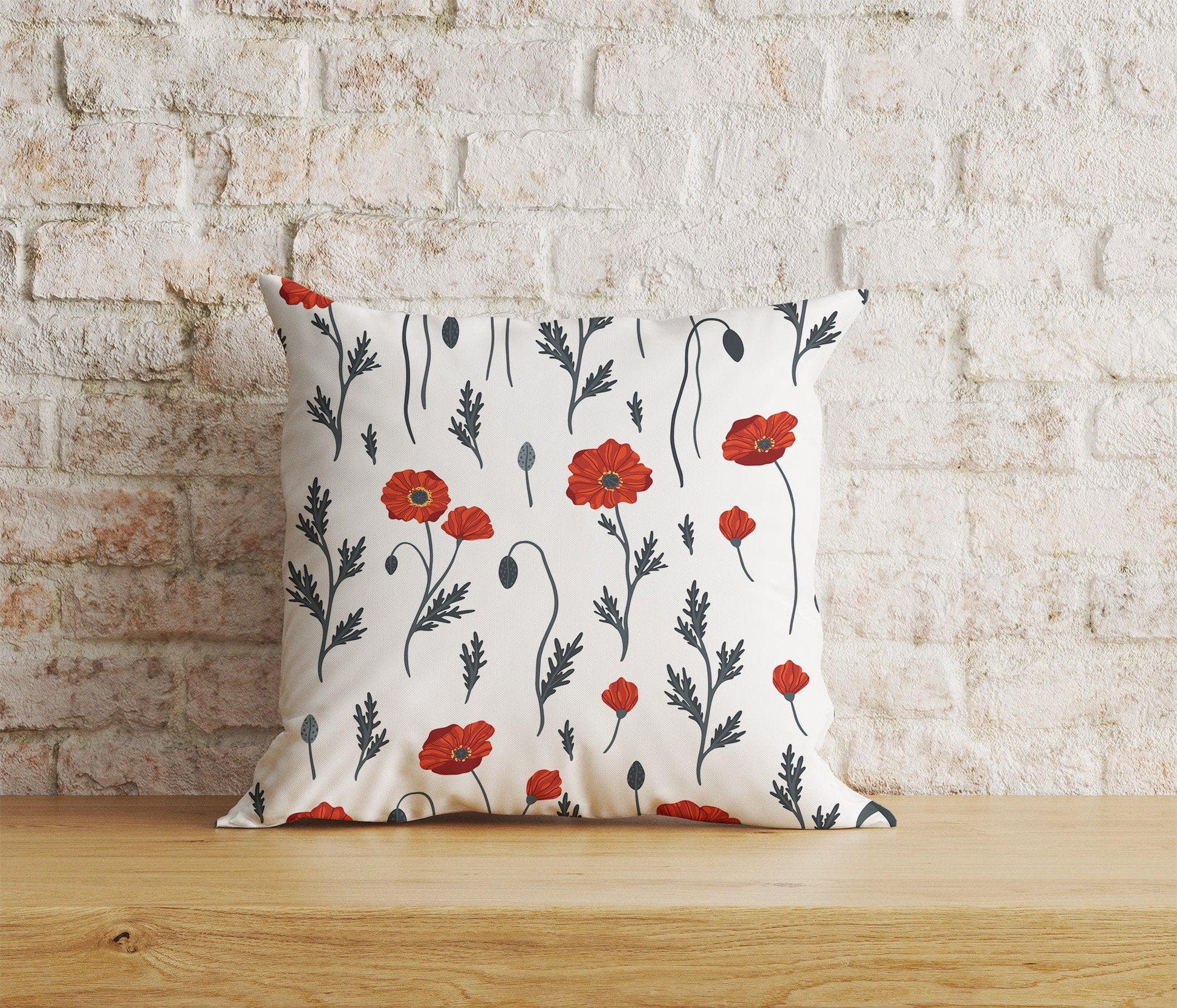 Onay Home Textile Cushion Covers 6 / 12 x 12 inch (30 x 30 cm) Double Side Red Poppy Flower Cushion Covers Poppies Pillow Covers
