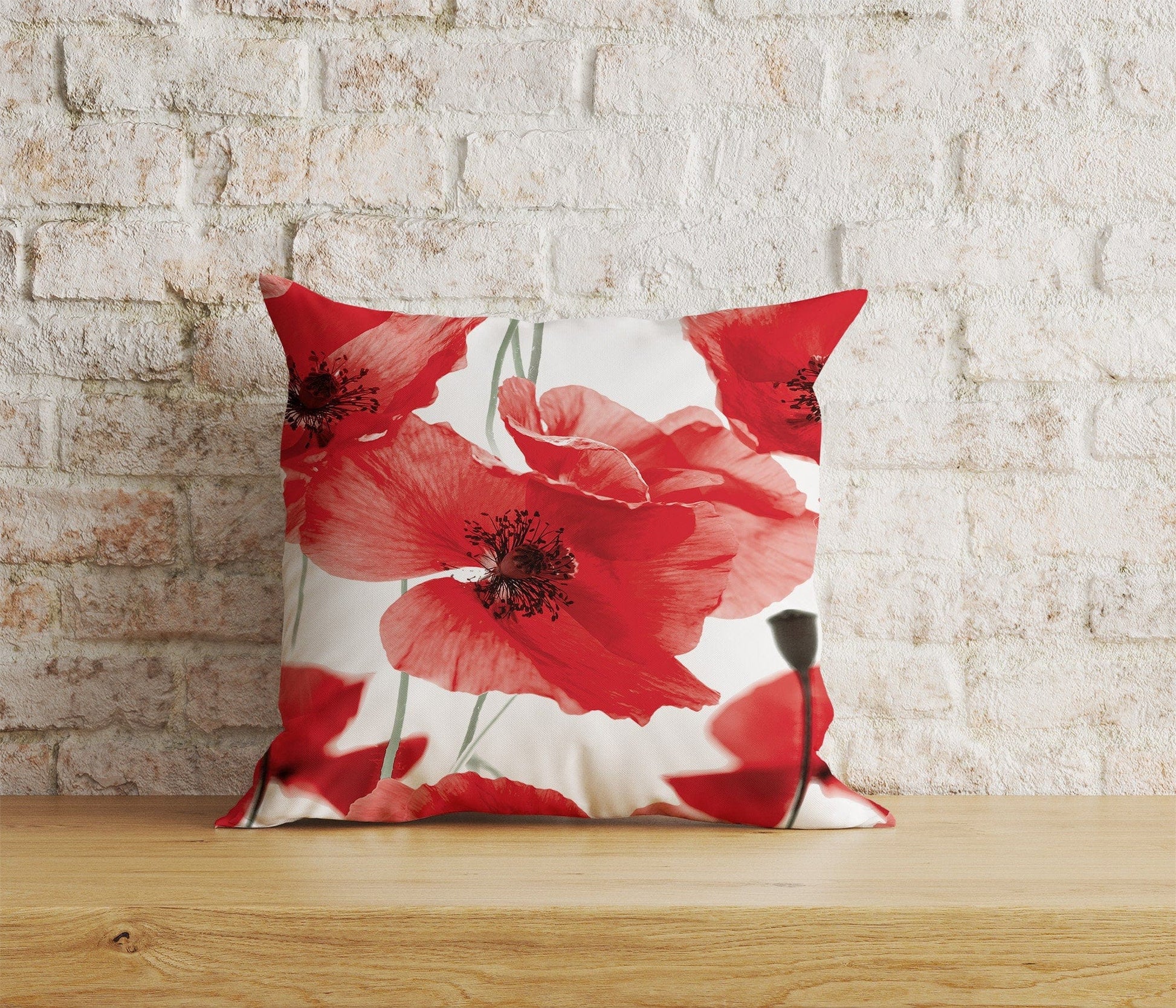Onay Home Textile Cushion Covers 5 / 12 x 12 inch (30 x 30 cm) Double Side Red Poppy Flower Cushion Covers Poppies Pillow Covers