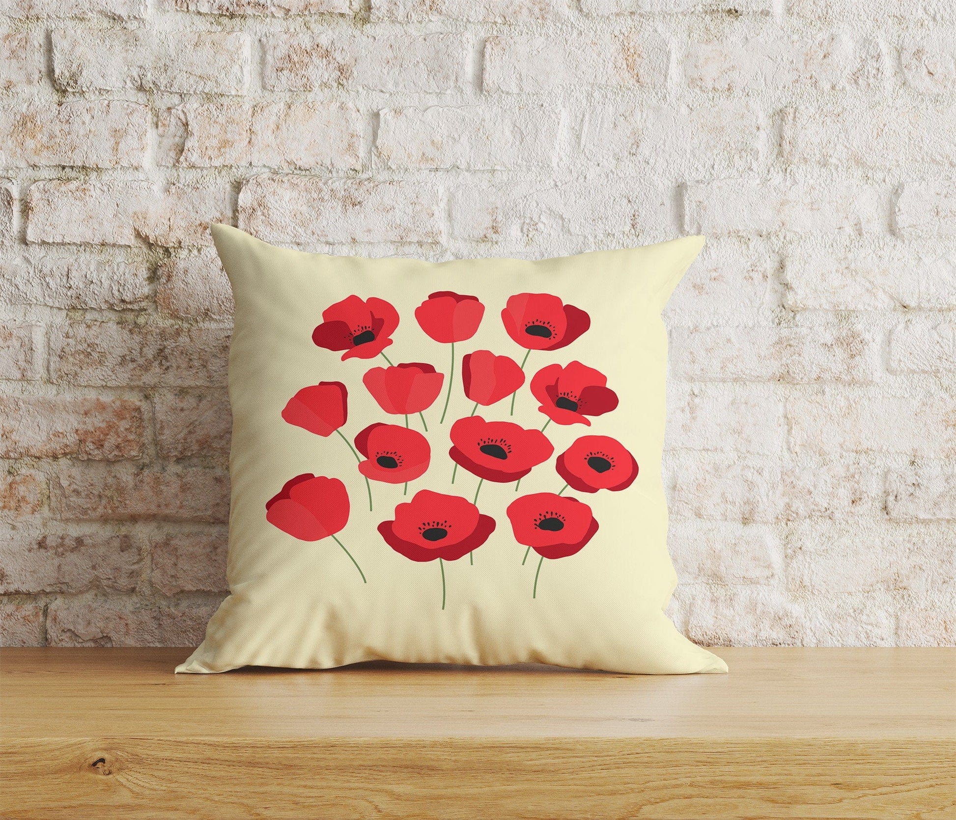 Onay Home Textile Cushion Covers 4 / 12 x 12 inch (30 x 30 cm) Double Side Red Poppy Flower Cushion Covers Poppies Pillow Covers