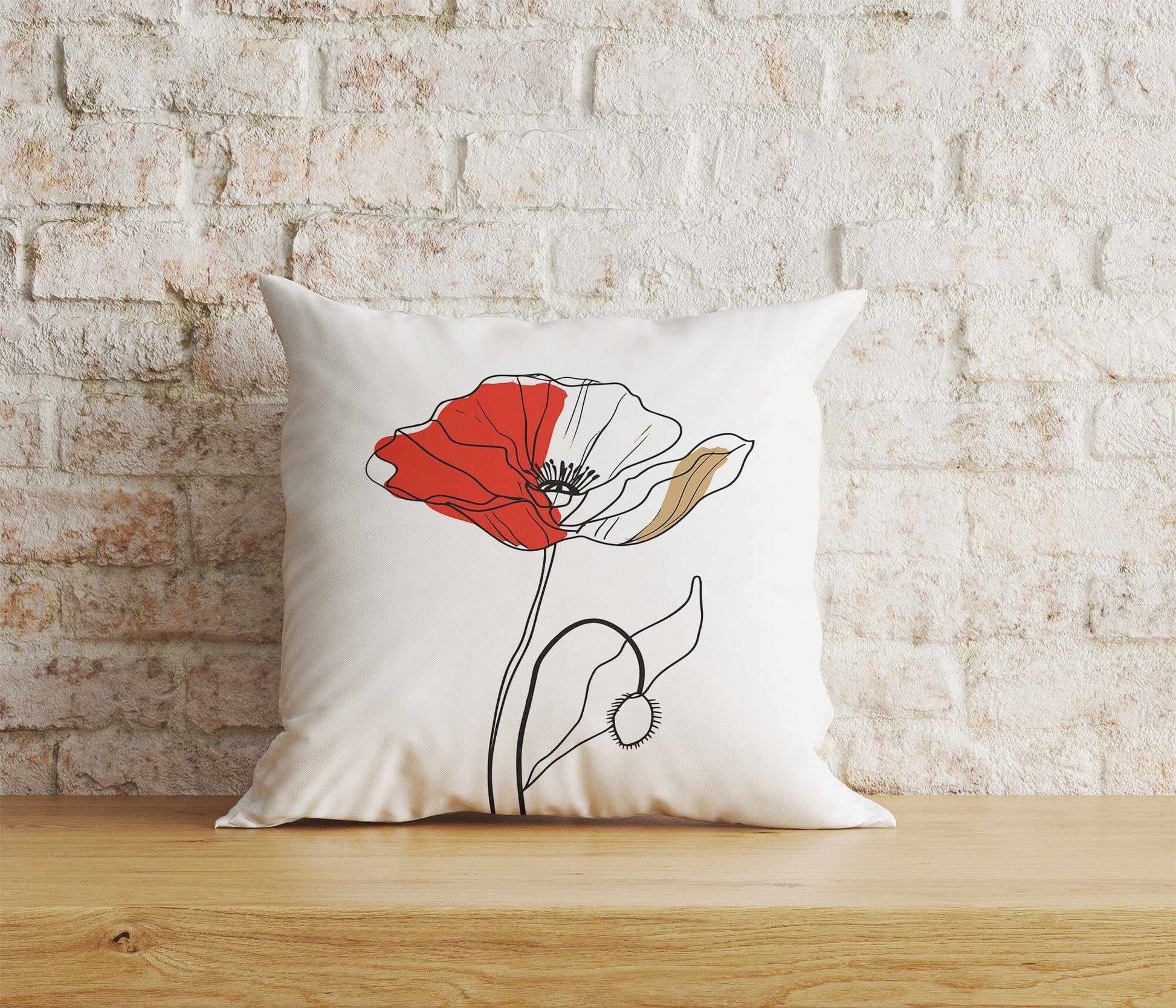 Onay Home Textile Cushion Covers 3 / 12 x 12 inch (30 x 30 cm) Double Side Red Poppy Flower Cushion Covers Poppies Pillow Covers