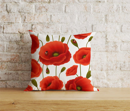 Onay Home Textile Cushion Covers 2 / 12 x 12 inch (30 x 30 cm) Double Side Red Poppy Flower Cushion Covers Poppies Pillow Covers