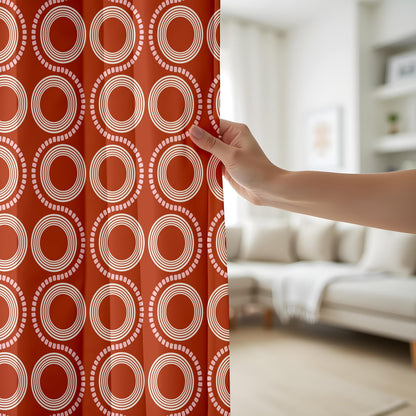 Onay Retro Circle Pattern Living Room Curtains, Mid-Century Modern Drapes