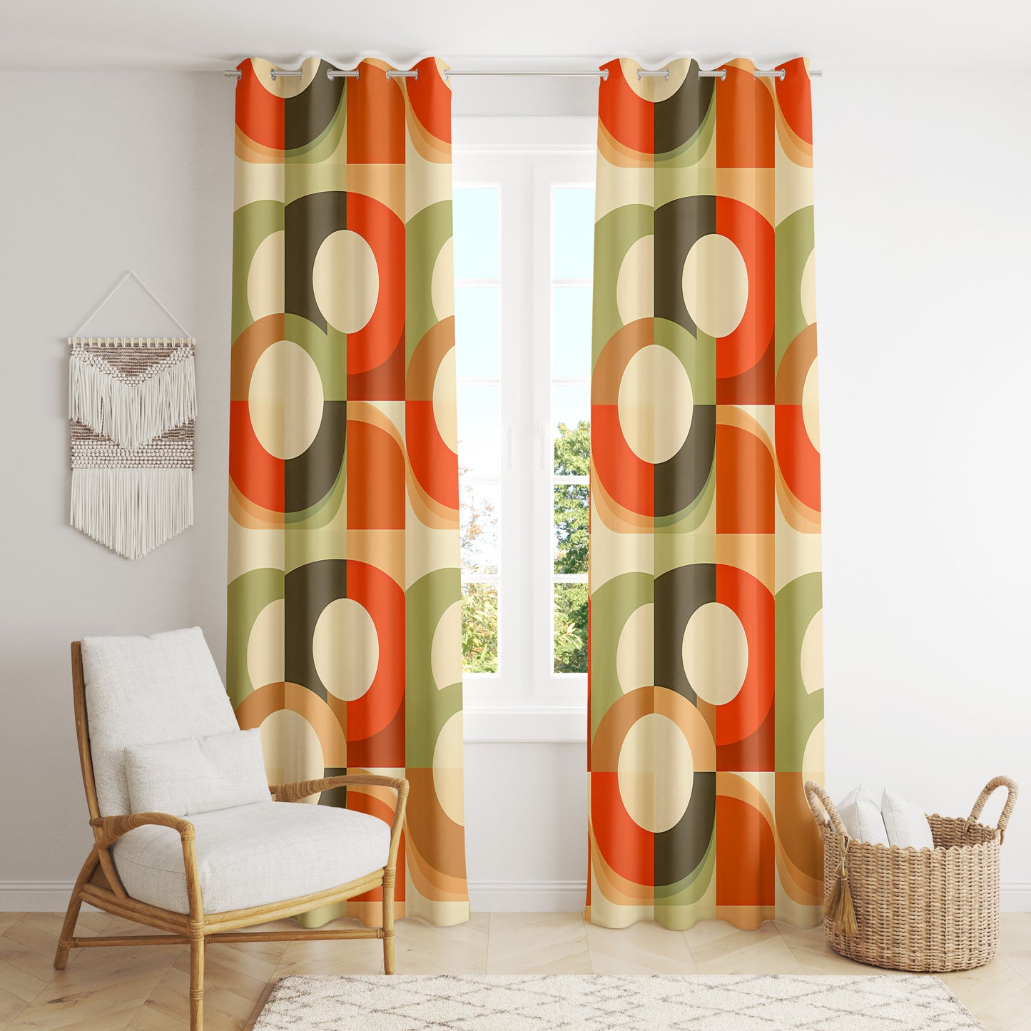 Retro Geometric Curtains - Colorful Mid-Century Modern Drapes for Bold Decor