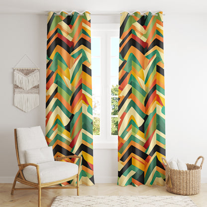 Retro Geometric Curtains - Colorful Mid-Century Modern Drapes for Bold Decor