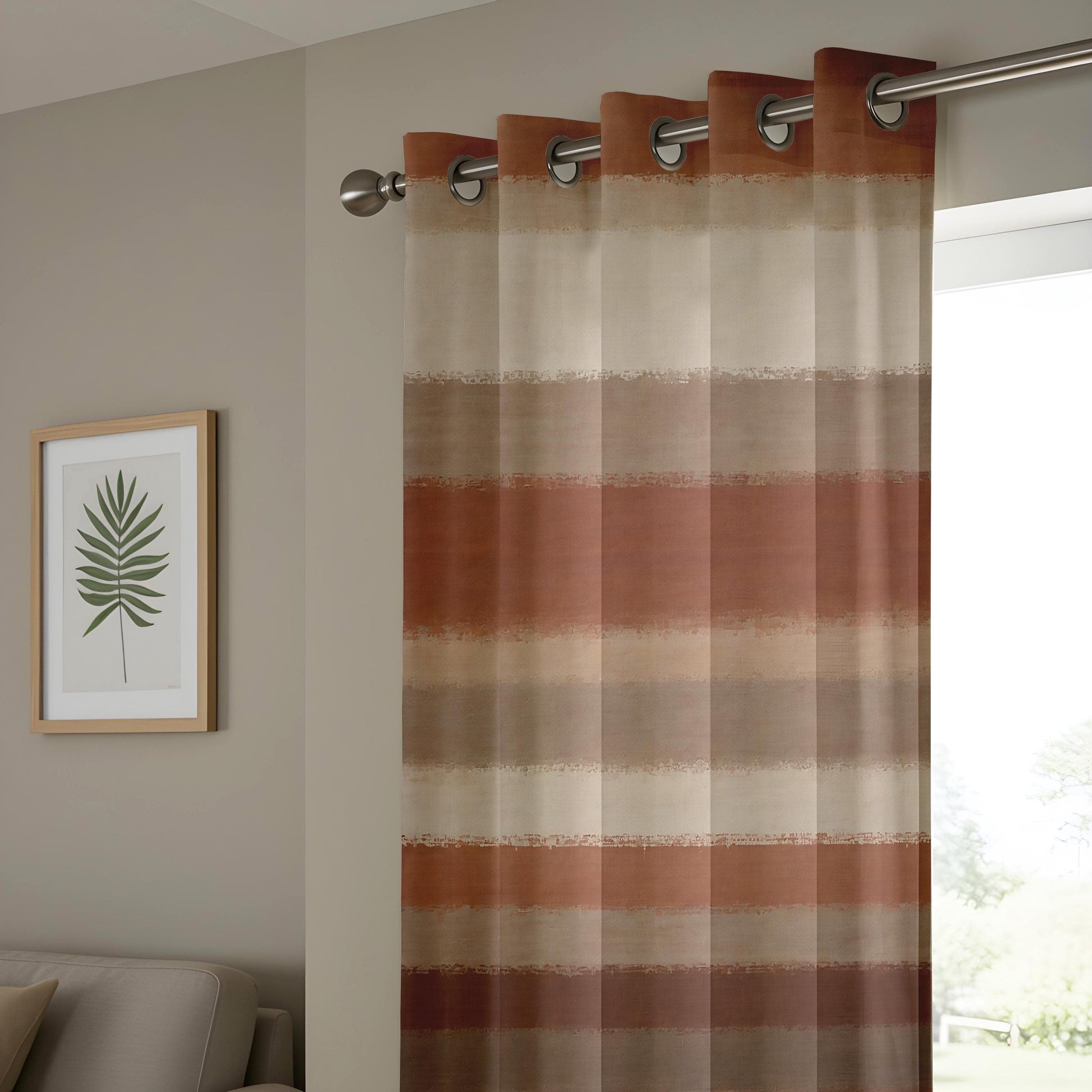 Onay Curtain Retro Geometric Patterned Curtains – Abstract Orange & Purple Drapes