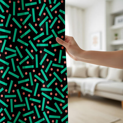 Onay Retro Memphis Style Curtains, Bold Geometric Pattern Drapes