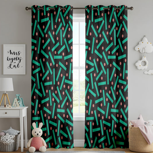 Onay Retro Memphis Style Curtains, Bold Geometric Pattern Drapes
