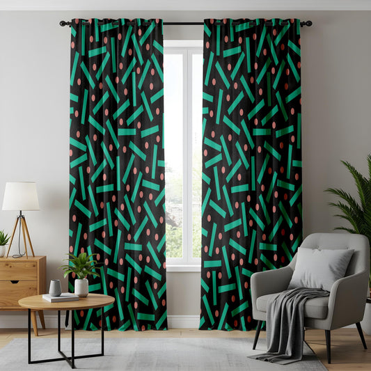 Onay Retro Memphis Style Curtains, Bold Geometric Pattern Drapes