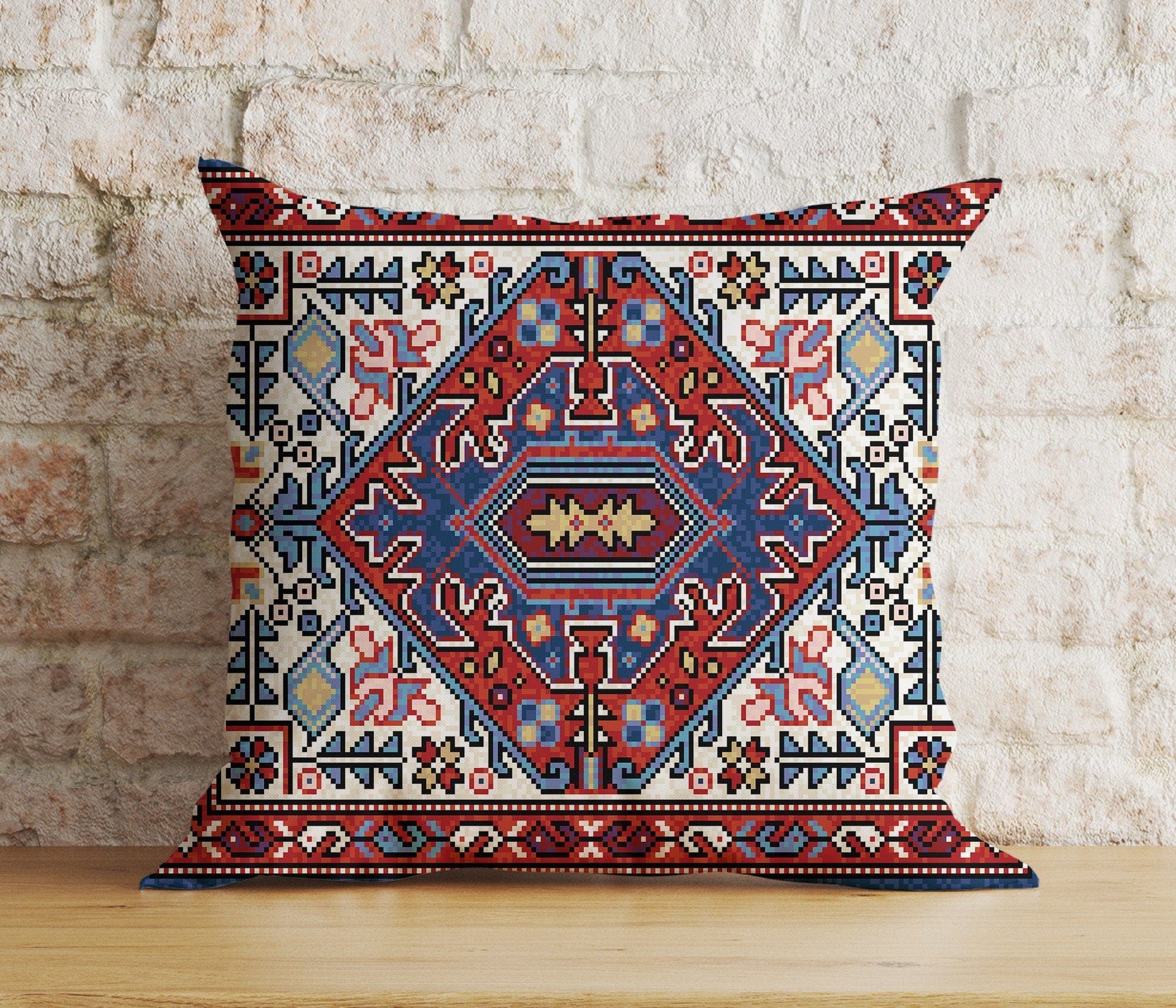 Onay 2 / 12 x 12 inch (30 x 30 cm) Rug Aztec Kilim Traditional Living Decor Cushion Cover